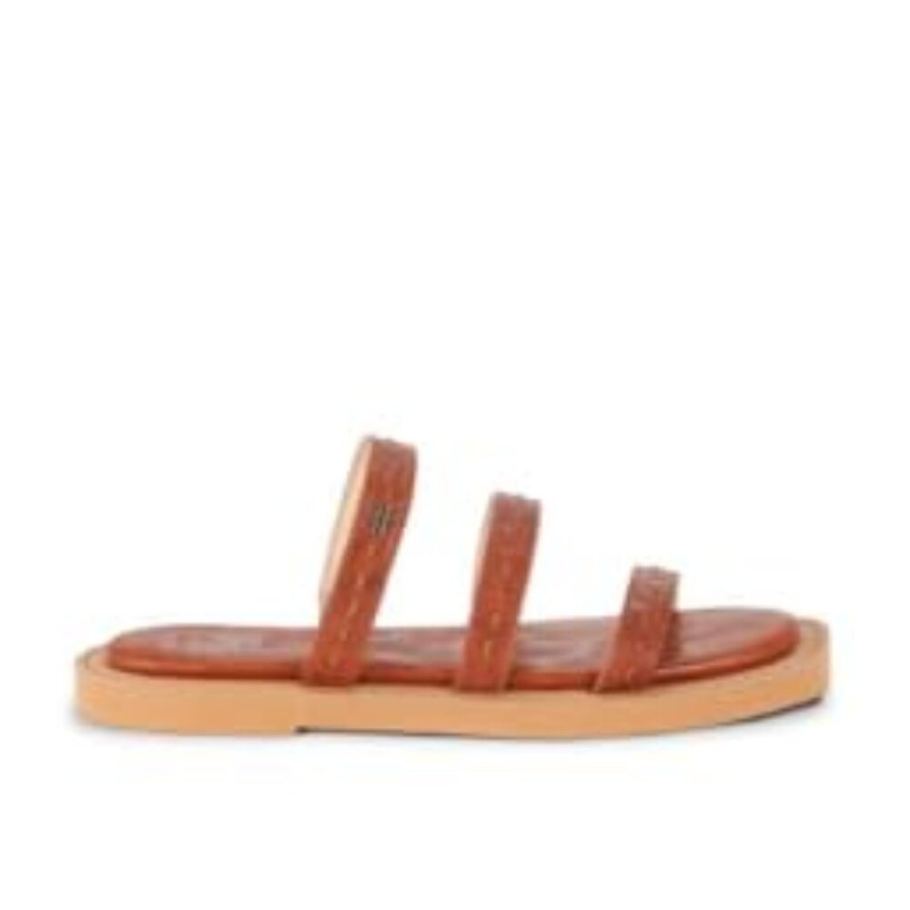 Frye Women's Faye Strappy Slide, Cognac - Oyster Leather